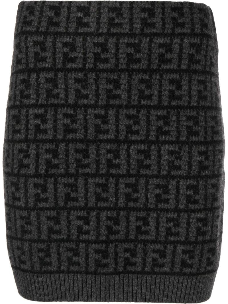 Black Ff Jacquard Cashmere Mini Skirt