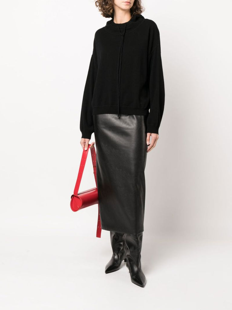 Black Knitted Cashmere Hoodie