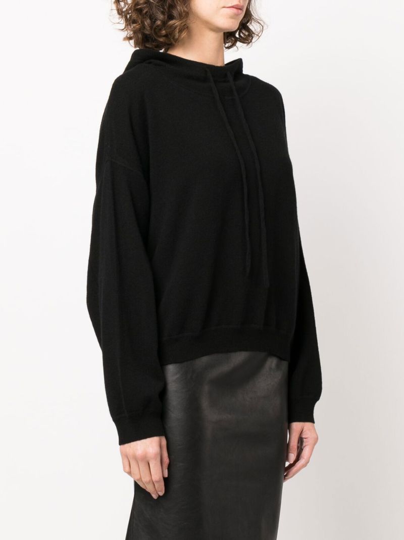 Black Knitted Cashmere Hoodie