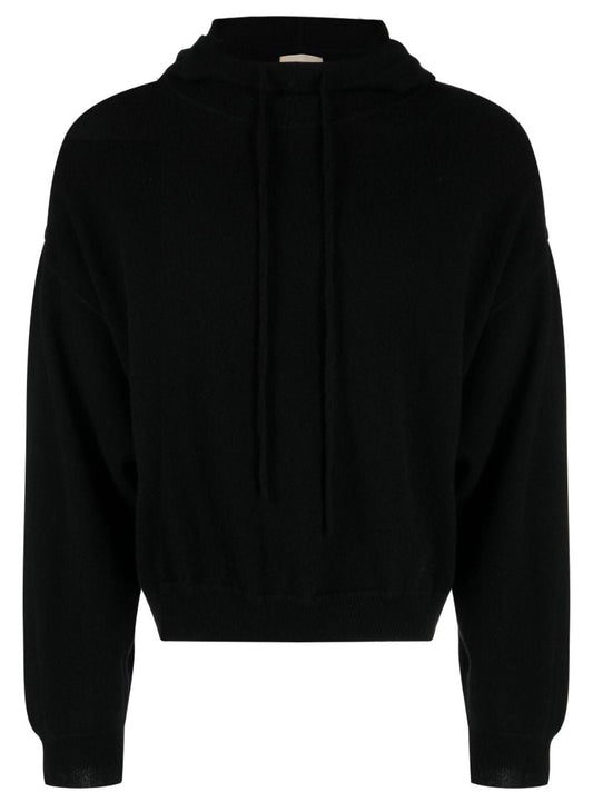 Black Knitted Cashmere Hoodie