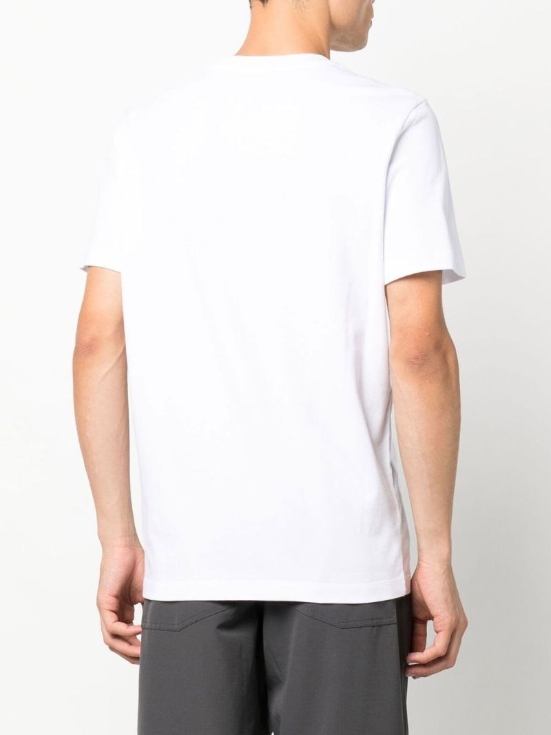 White Flocked Print Cotton T-shirt