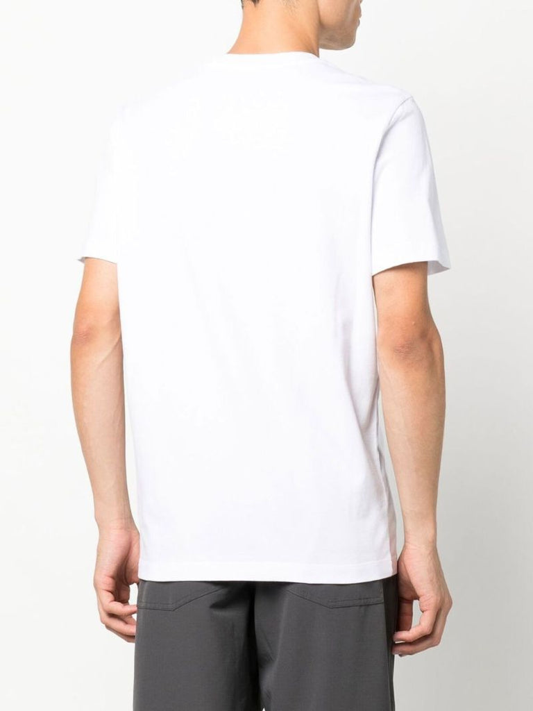 White Flocked Print Cotton T-shirt