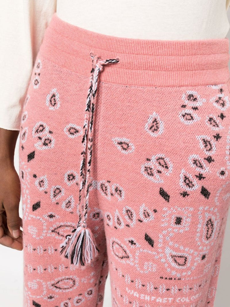 Pink Bandana Piquet Jacquard Knit Track Pants