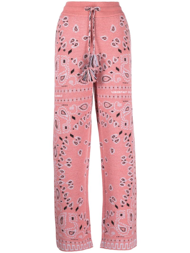 Pink Bandana Piquet Jacquard Knit Track Pants