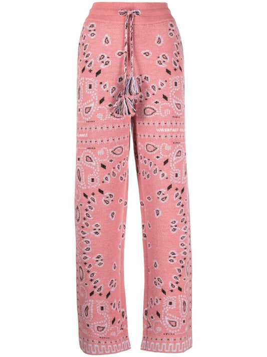 Pink Bandana Piquet Jacquard Knit Track Pants