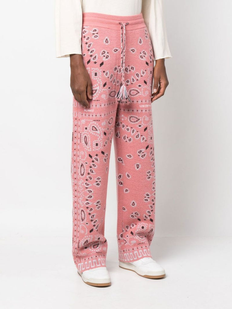 Pink Bandana Piquet Jacquard Knit Track Pants
