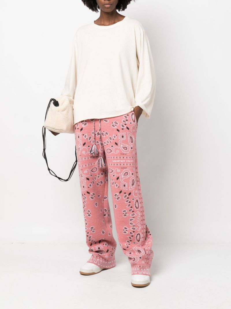 Pink Bandana Piquet Jacquard Knit Track Pants