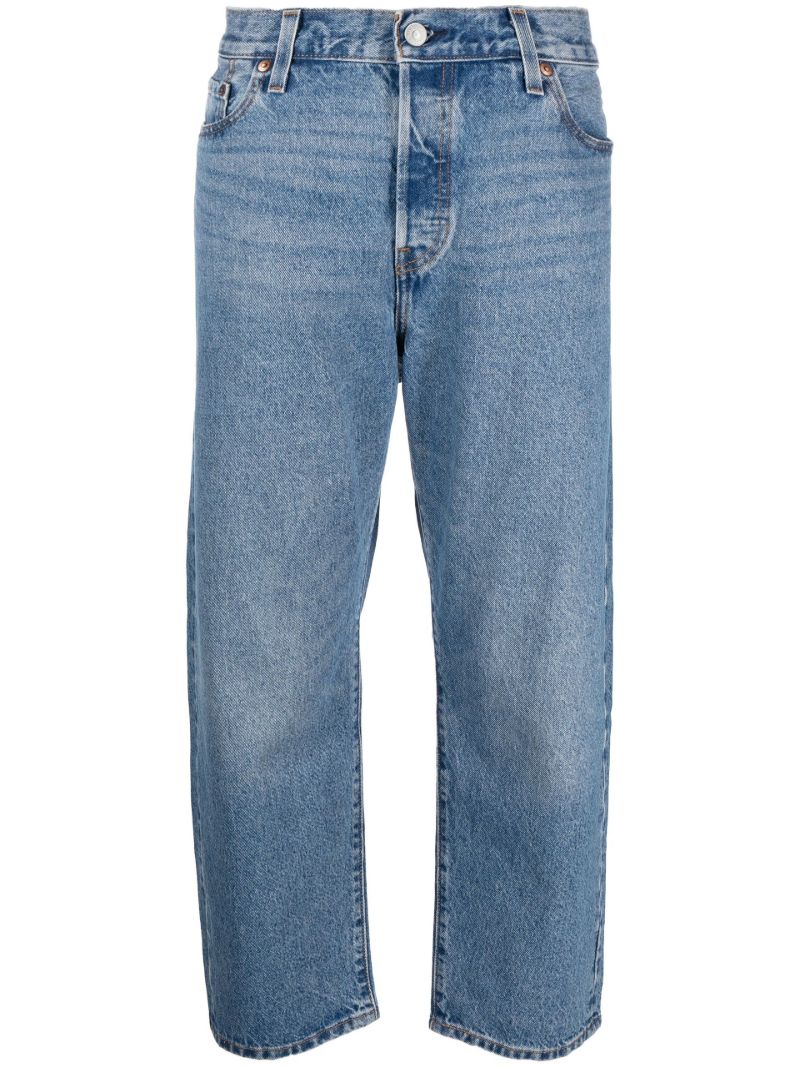 Blue 501 Original Cropped Straight-leg Jeans