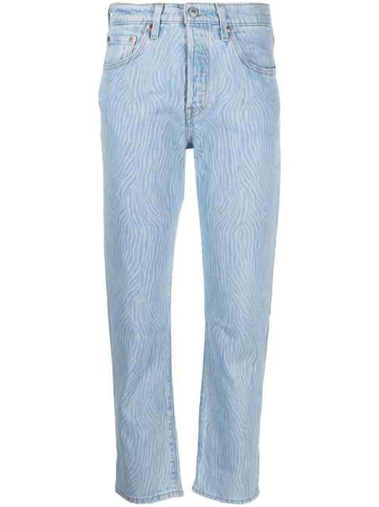 Blue 501 Cropped Straight-leg Jeans