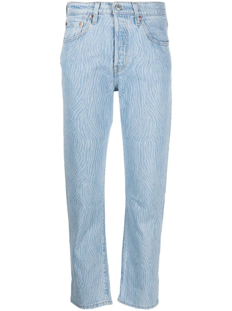 Blue 501 Cropped Straight-leg Jeans
