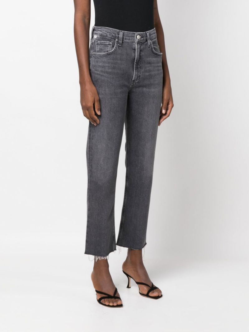 Black Daphne High-rise Crop Stovepipe Jeans