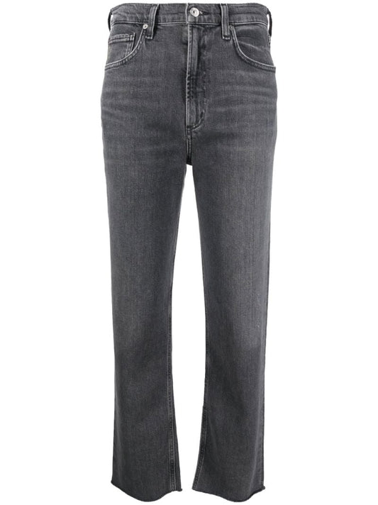 Black Daphne High-rise Crop Stovepipe Jeans