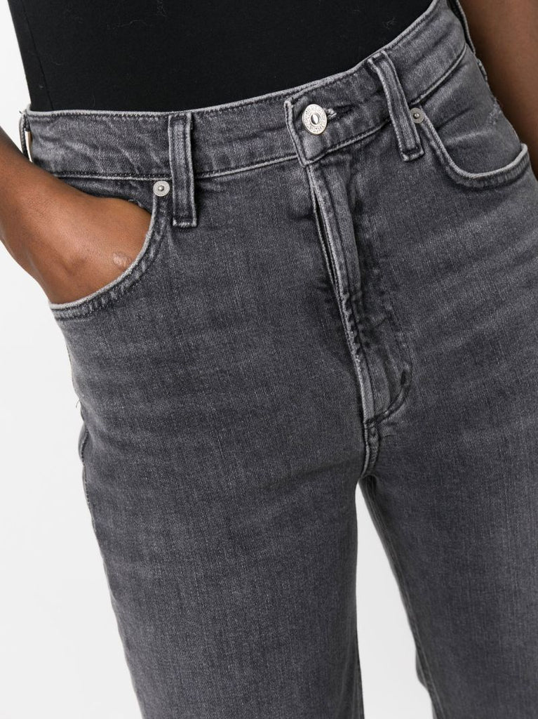 Black Daphne High-rise Crop Stovepipe Jeans