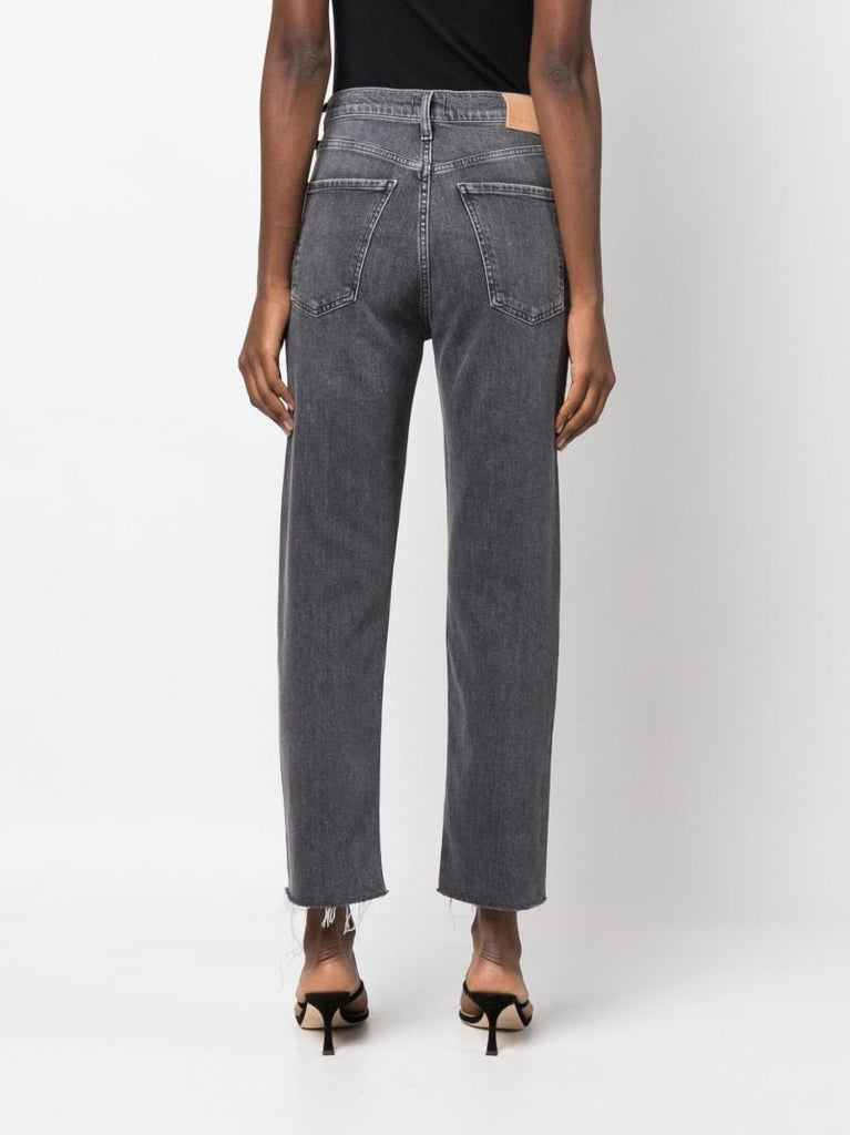Black Daphne High-rise Crop Stovepipe Jeans