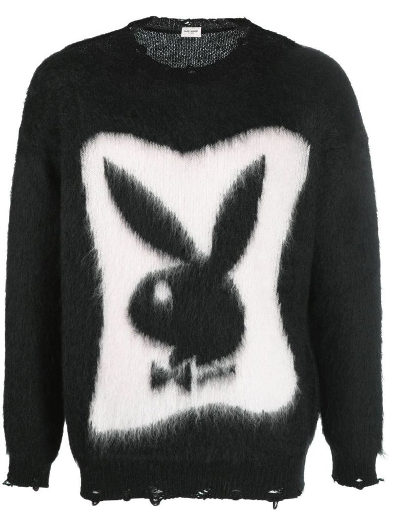 Black Playboy Bunny Textured Sweater