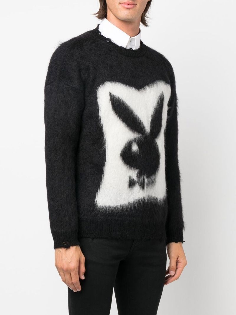 Black Playboy Bunny Textured Sweater