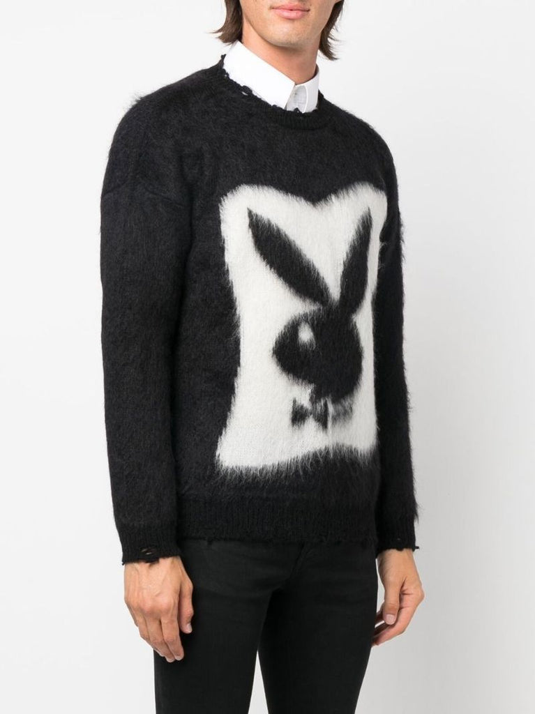 Black Playboy Bunny Textured Sweater
