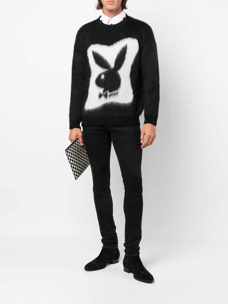Black Playboy Bunny Textured Sweater