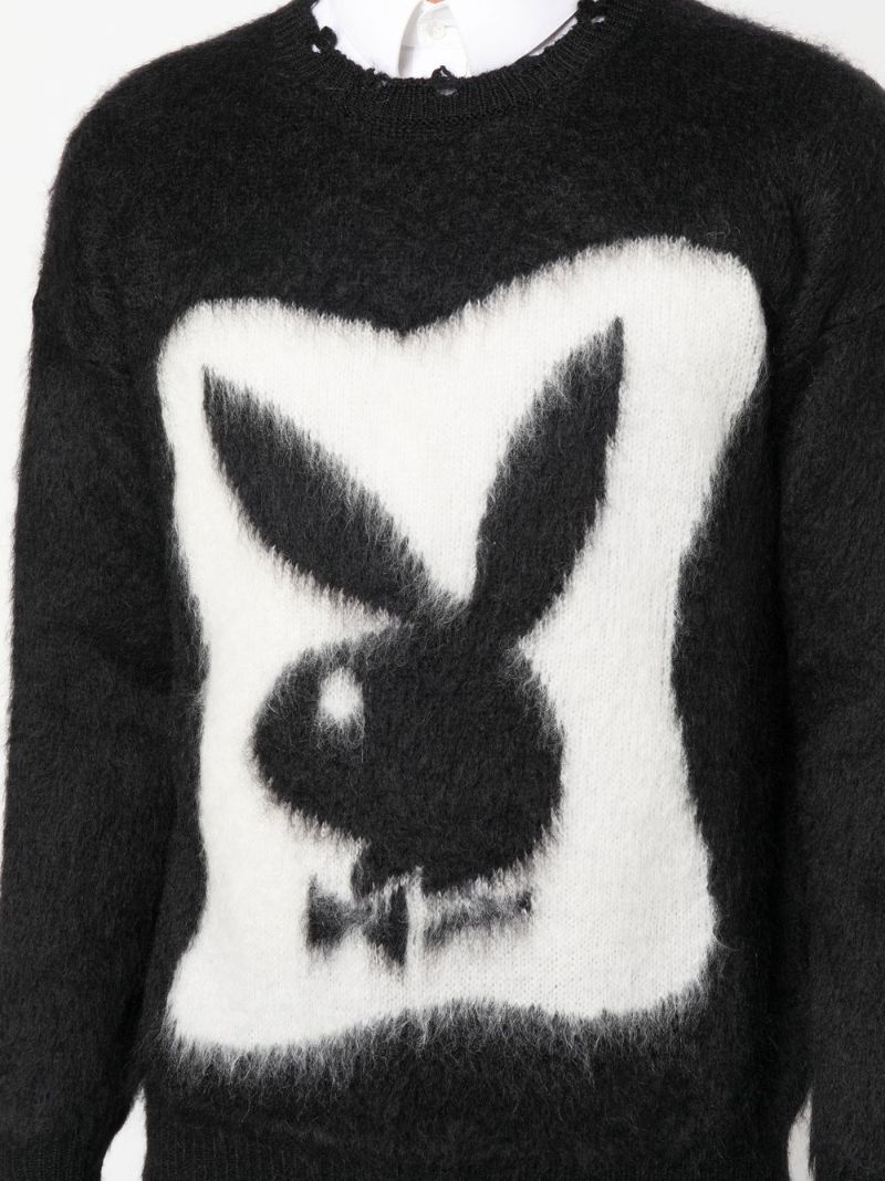 Black Playboy Bunny Textured Sweater