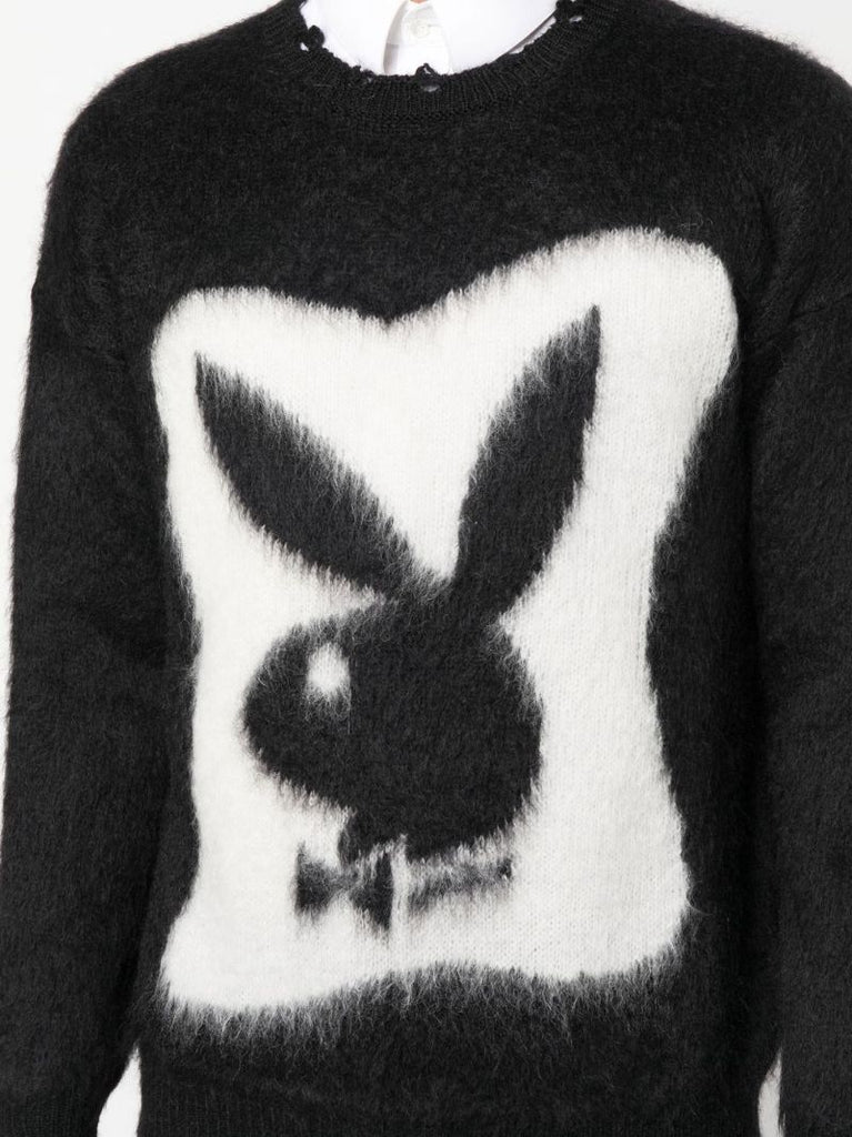 Black Playboy Bunny Textured Sweater