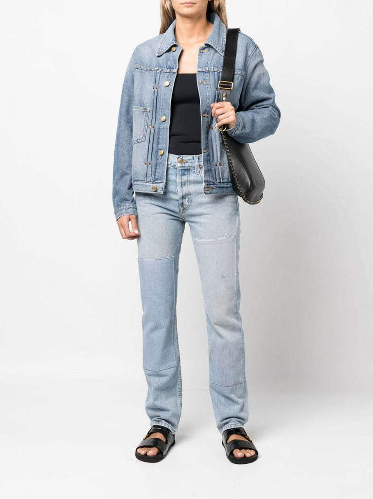 Blue Brit Panelled Straight Leg Jeans