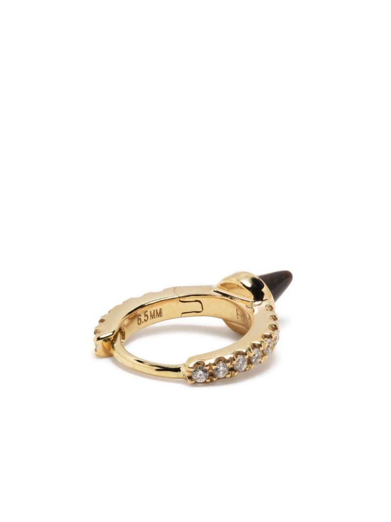 18k Yellow Gold Eternity Spike Diamond and Tiger's Eye Single Hoop Earring