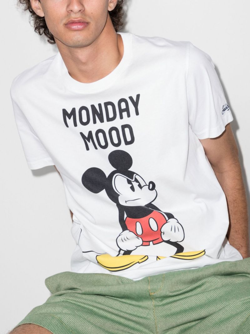 White Mickey Printed Cotton T-shirt