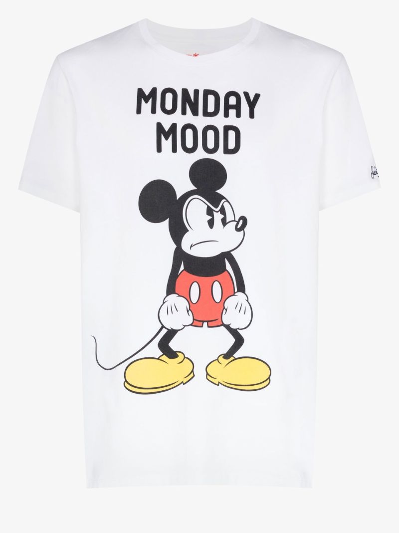 White Mickey Printed Cotton T-shirt