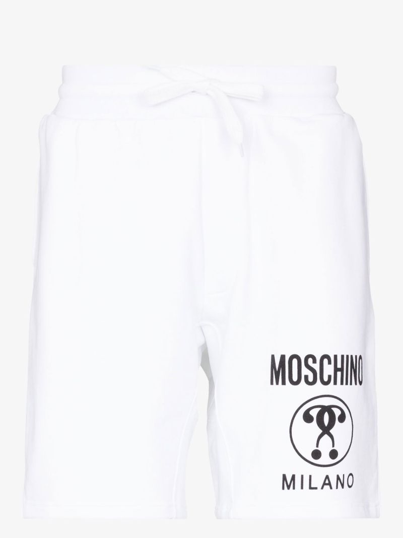 White Logo Cotton Track Shorts