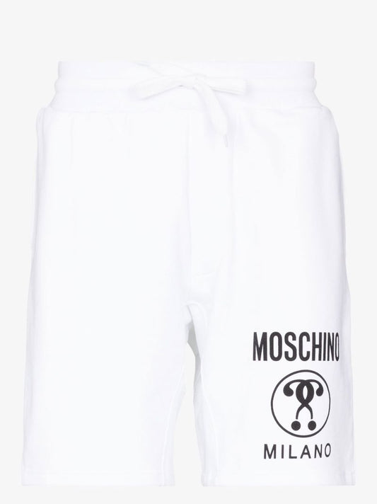 White Logo Cotton Track Shorts