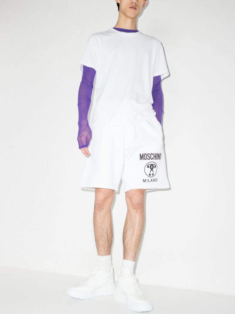 White Logo Cotton Track Shorts