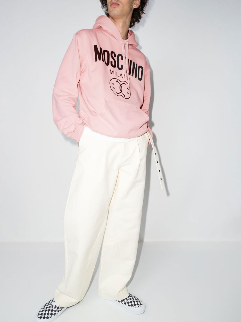 Pink Logo Print Cotton Hoodie