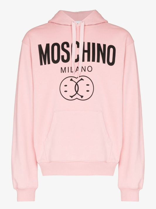 Pink Logo Print Cotton Hoodie