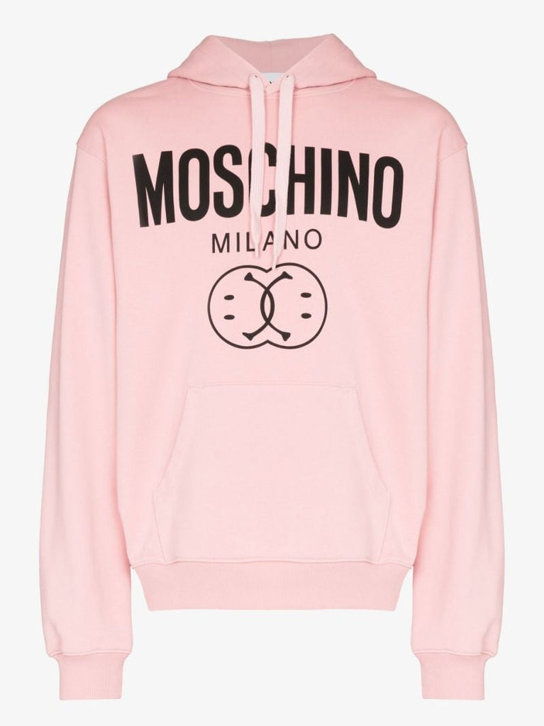 Pink Logo Print Cotton Hoodie