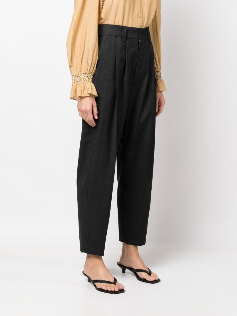 Grey Ornela Checked Tapered Wool Trousers