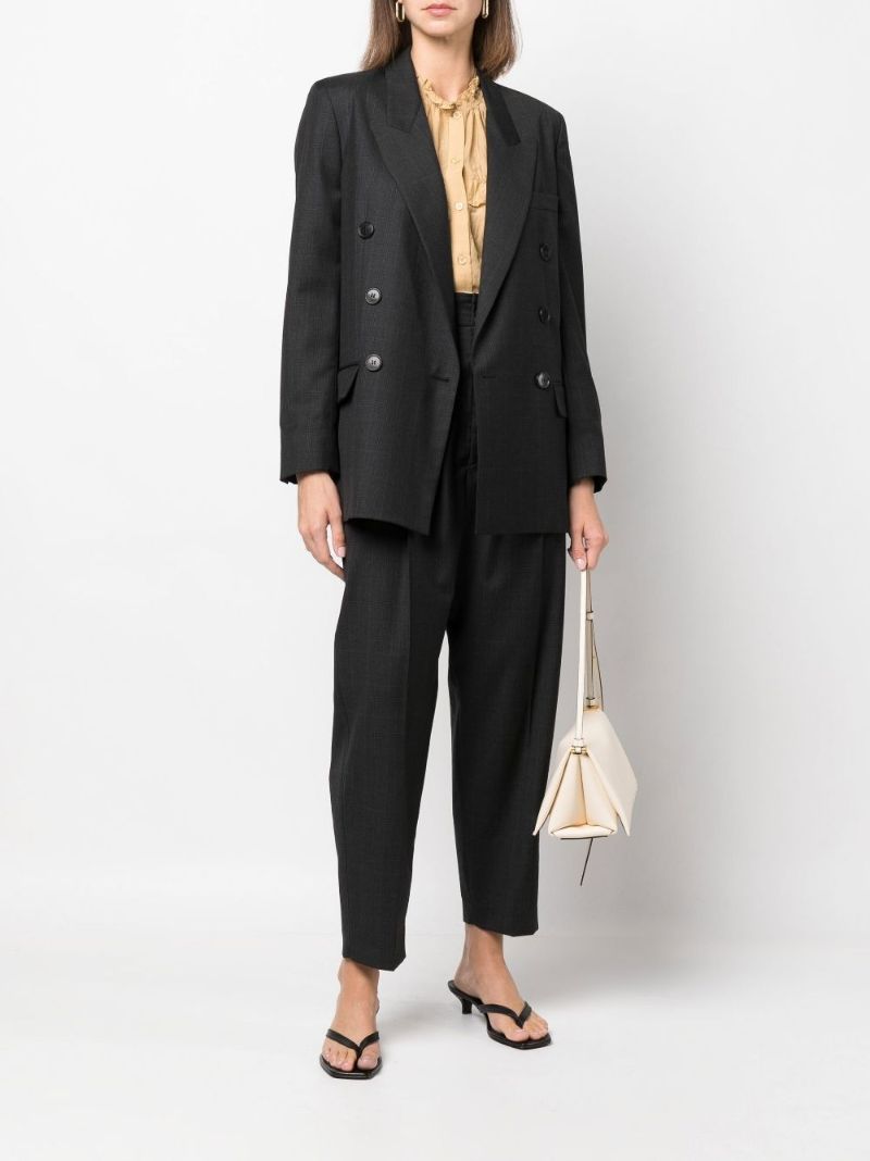 Grey Ornela Checked Tapered Wool Trousers