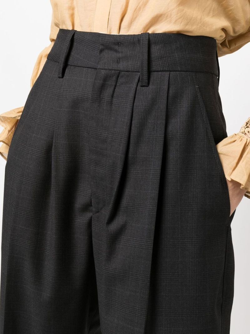Grey Ornela Checked Tapered Wool Trousers
