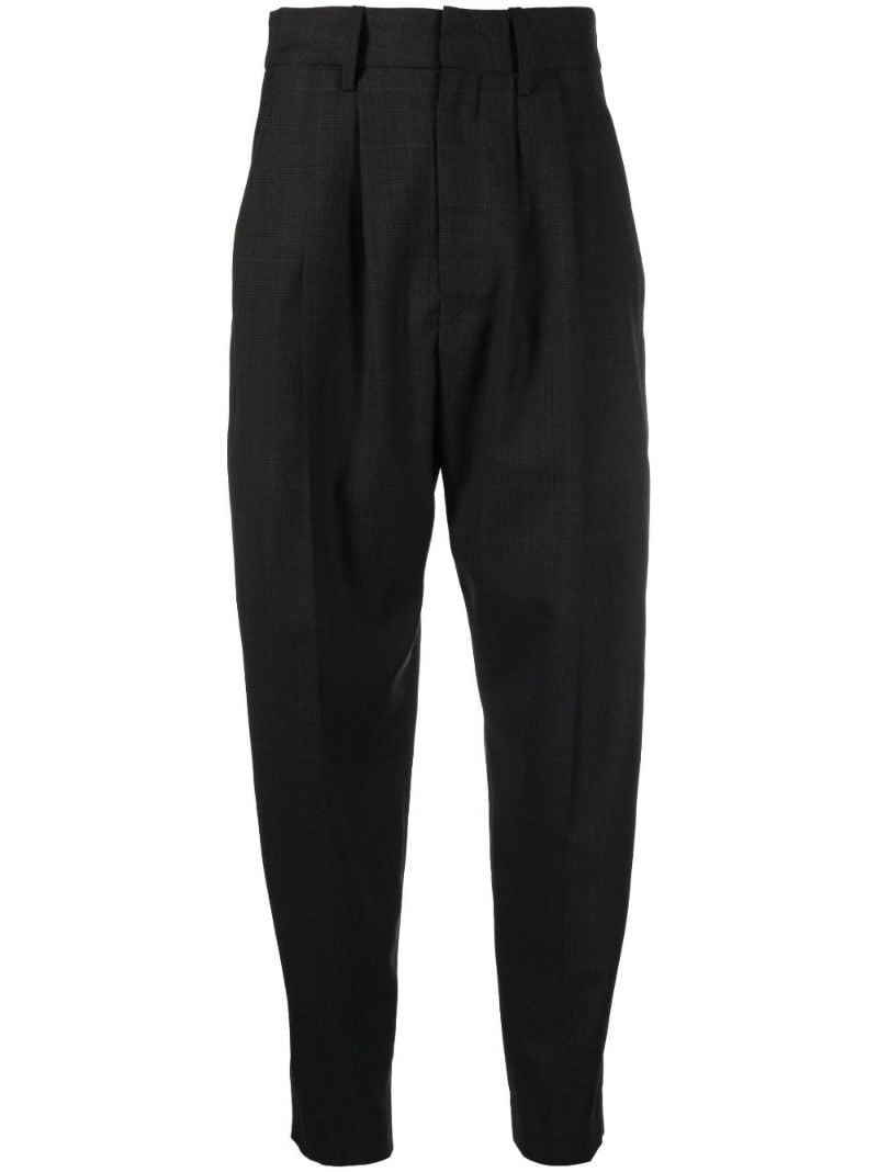 Grey Ornela Checked Tapered Wool Trousers