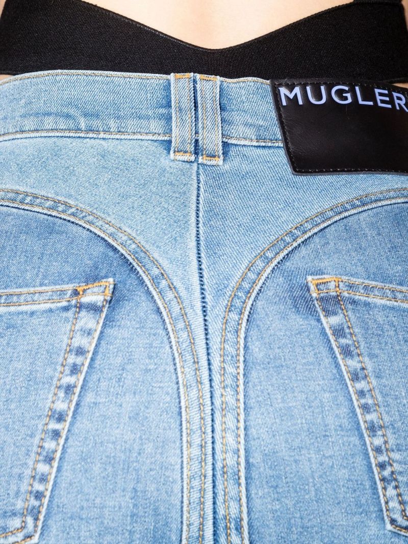 Blue Panelled Seam Detail Skinny Jeans