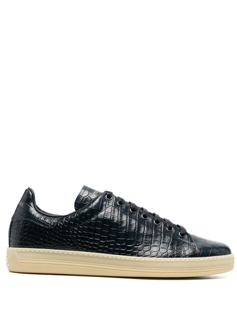Blue Warwick Grained Leather Sneakers