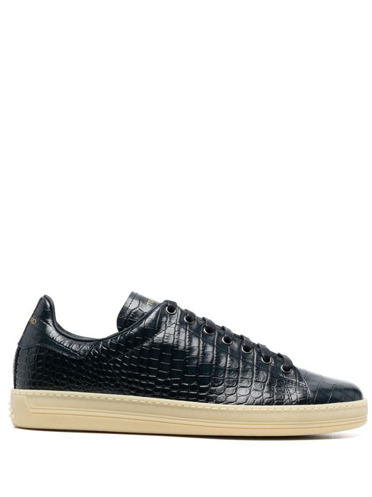 Blue Warwick Grained Leather Sneakers