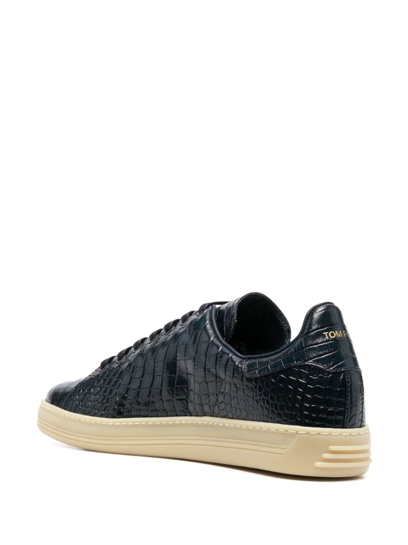 Blue Warwick Grained Leather Sneakers