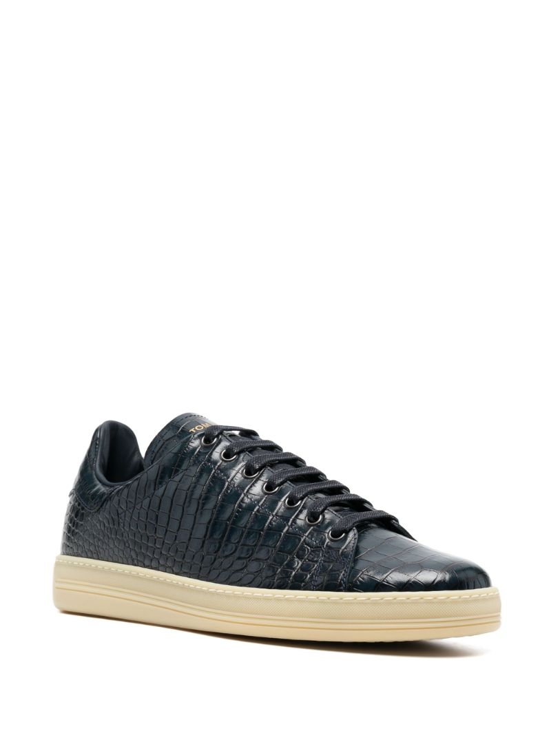 Blue Warwick Grained Leather Sneakers