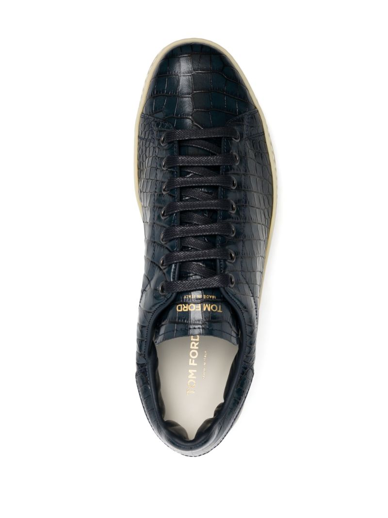 Blue Warwick Grained Leather Sneakers