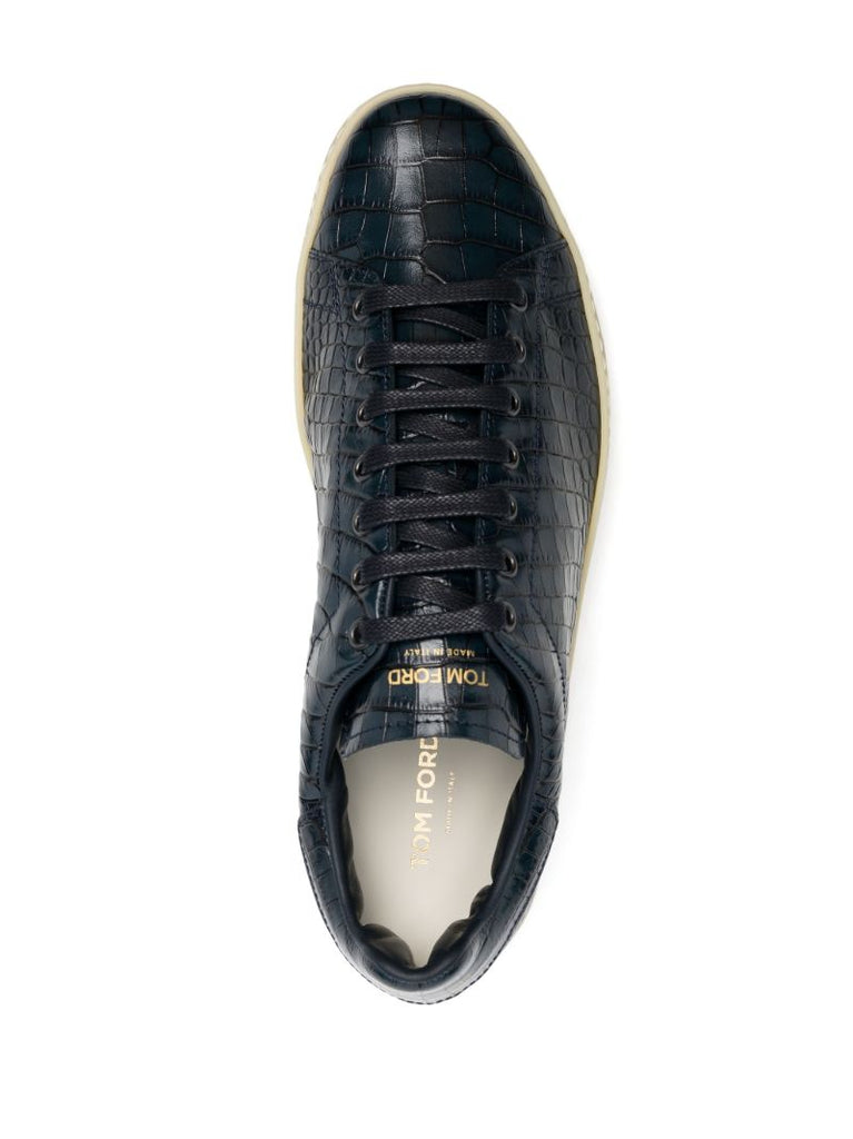 Blue Warwick Grained Leather Sneakers