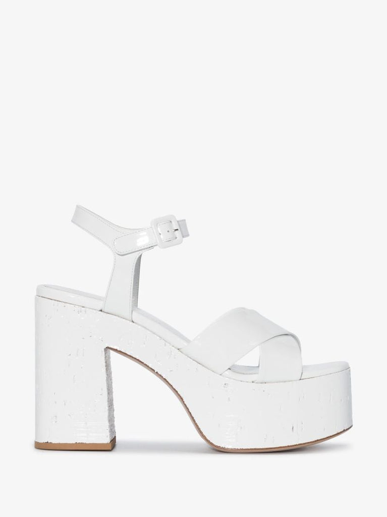 White Lacquer Doll 125 Platform Patent Leather Sandals