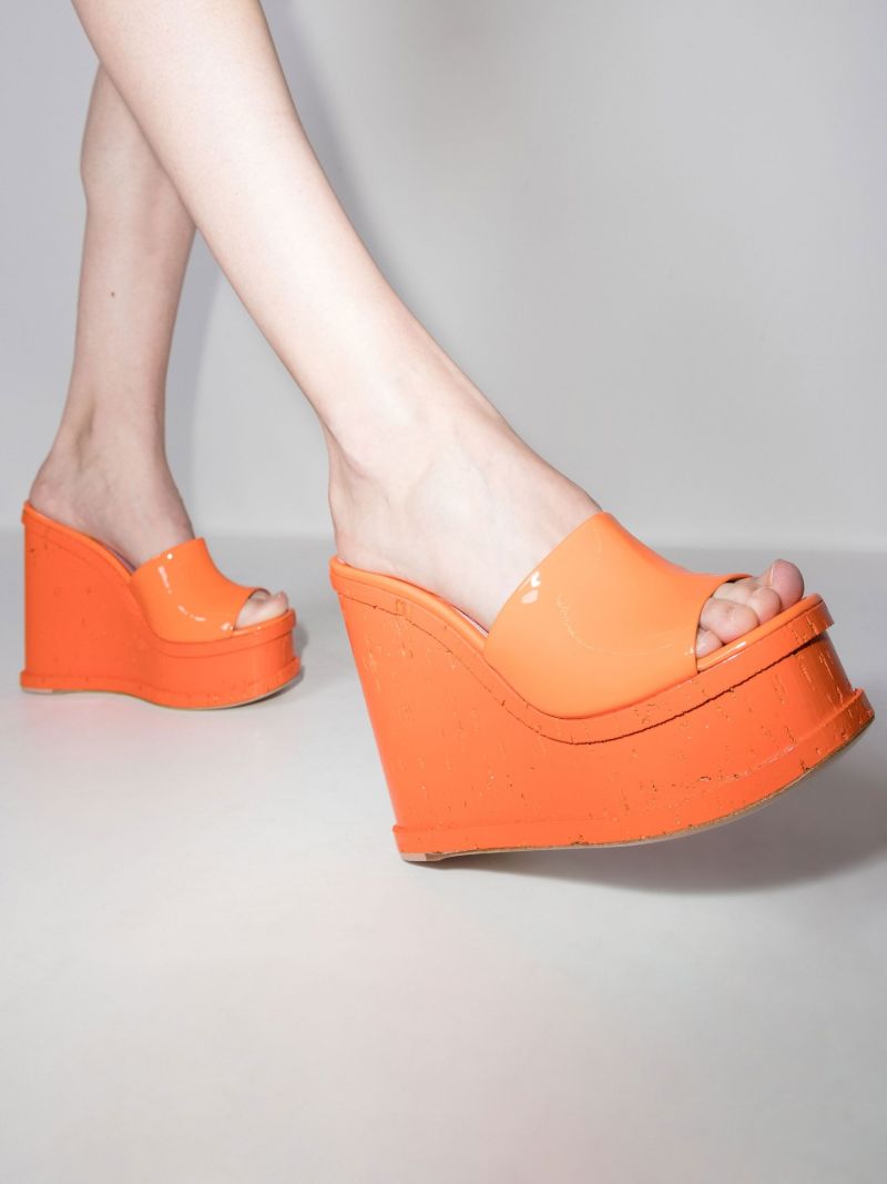 Orange Lacquer Doll 95 Patent Leather Platform Sandals