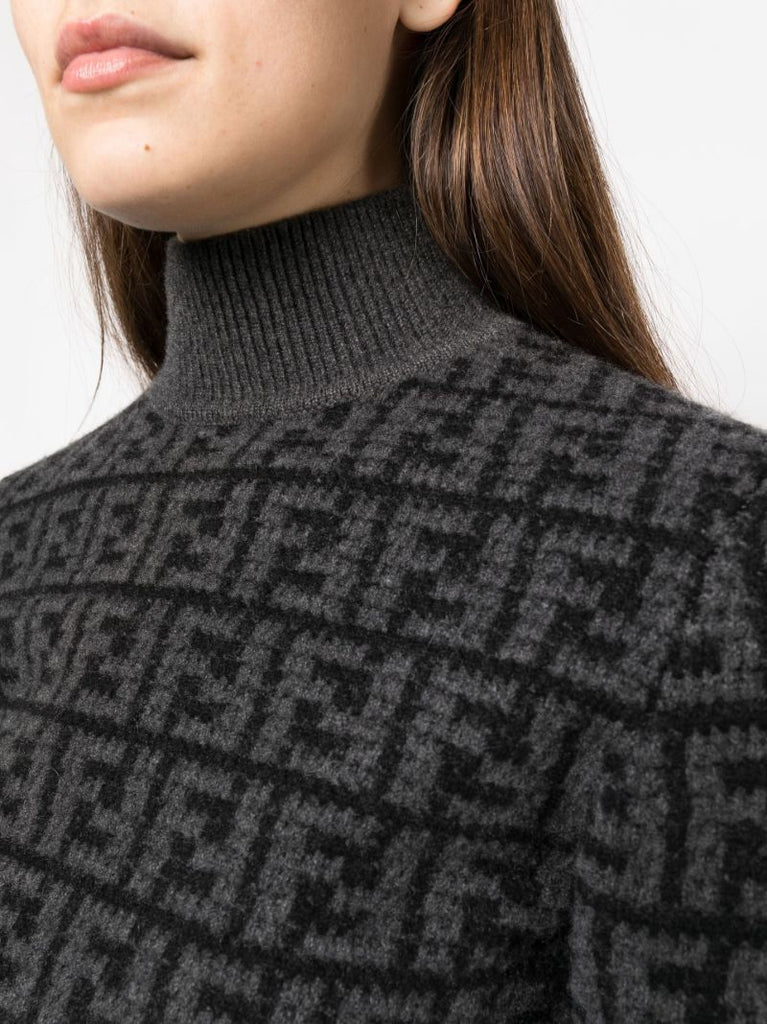Black Ff Jacquard Cashmere Sweater