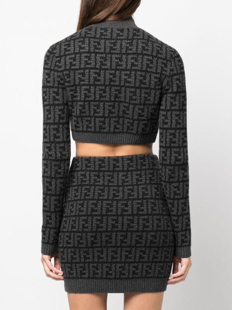 Black Ff Jacquard Cashmere Sweater