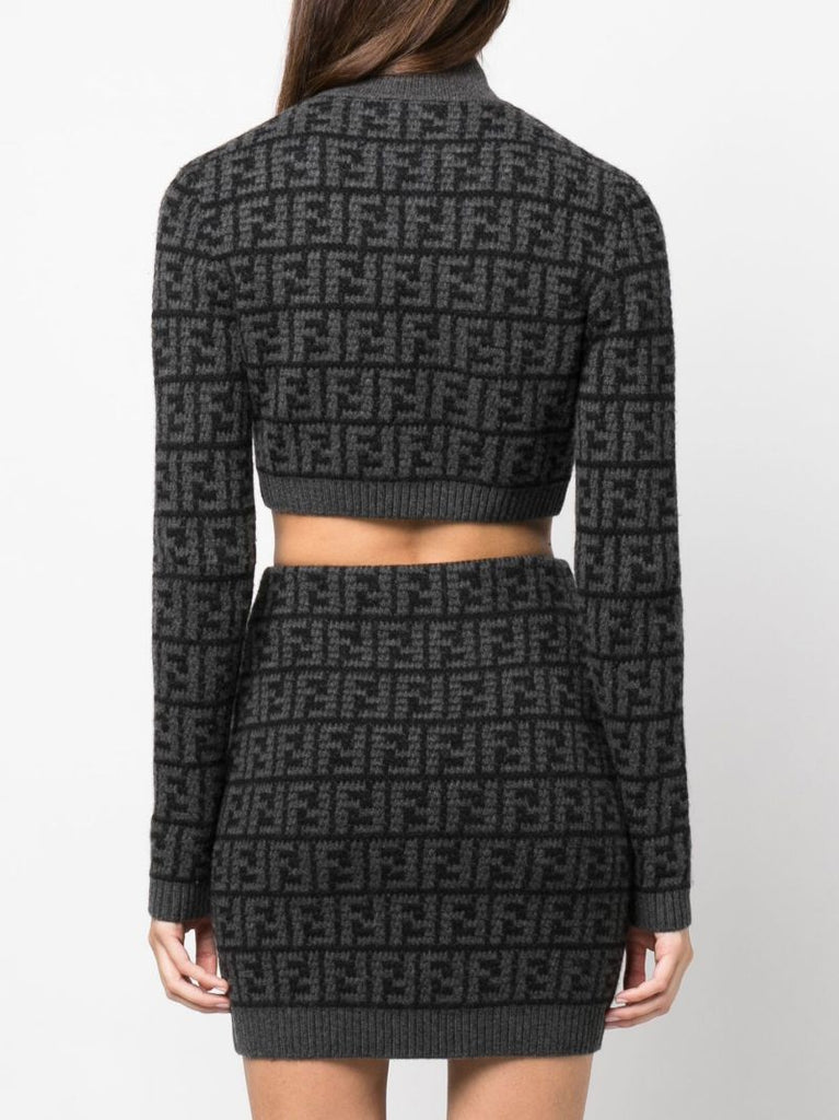 Black Ff Jacquard Cashmere Sweater